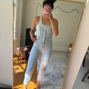 NWT Good American Light Blue Women's Denim Jumpsuit